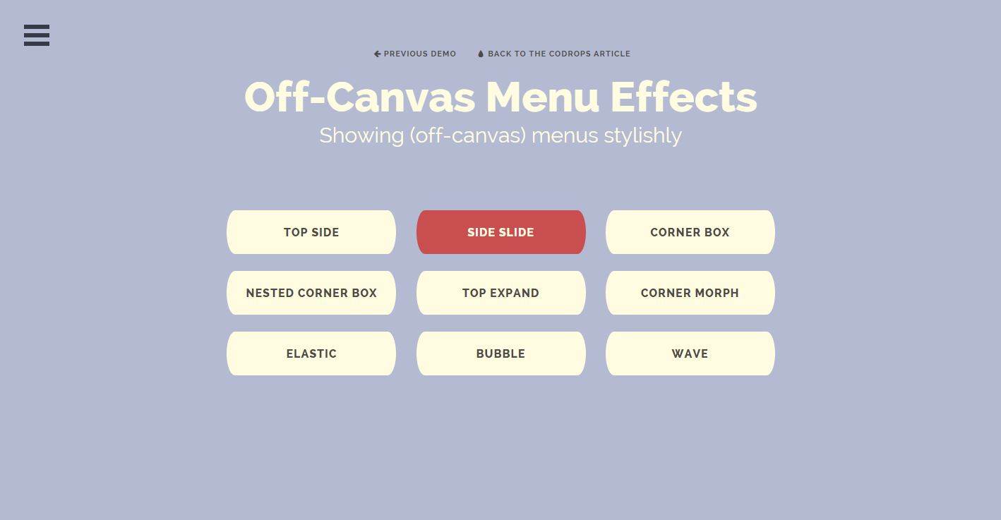 off canvas menu effects