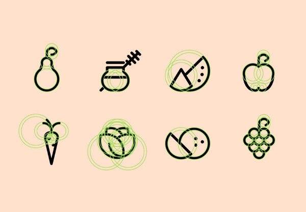 organic food icon set